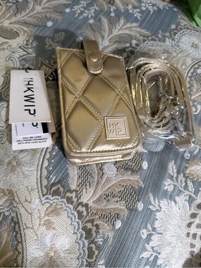 IHKWIP Call Me Later Gold Quilted Cell Phone Crossbody RFID